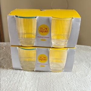 Sun Squad Ribbed Cocktail Glasses - Yellow Accent (Set of 8)